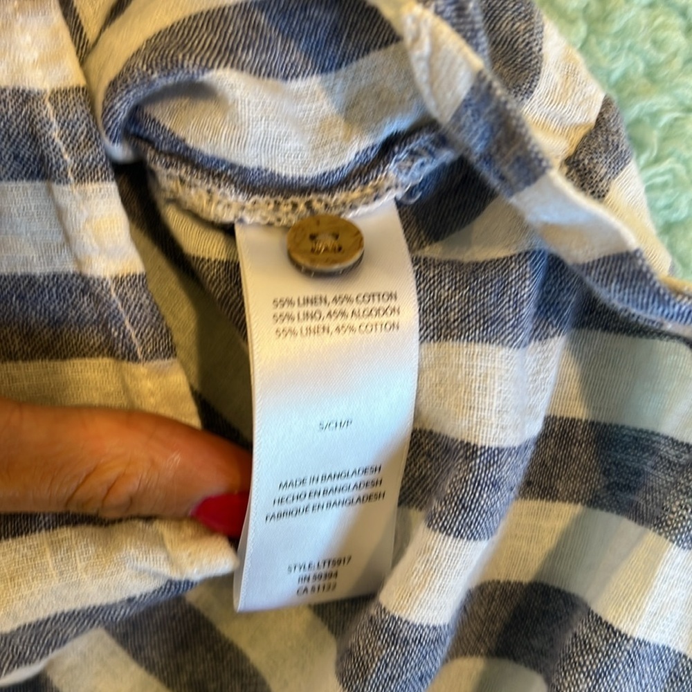 🔥Beach Lunch Lounge Blue and White Striped Button-Up Shirt🔥 - Picture 6 of 6